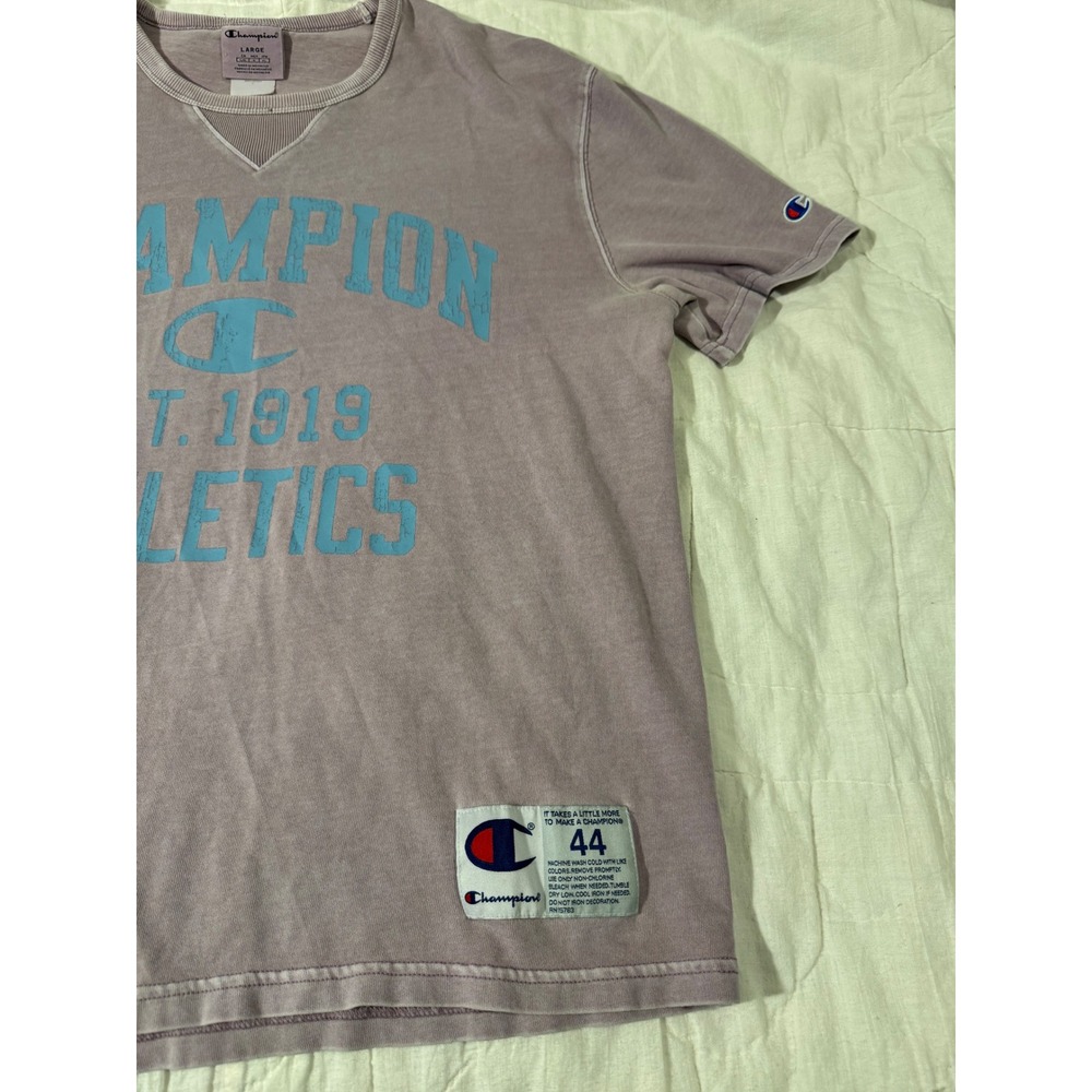 Champion Athletics Est 1919 Faded Purple Graphic T-Shirt Mens Large T84456 - Picture 3 of 9
